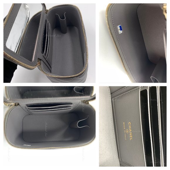 ❗️Sold❗️ CHANEL Lambskin Grey Top Handle Vanity Case Chain Bag GHW - Picture 13 of 15